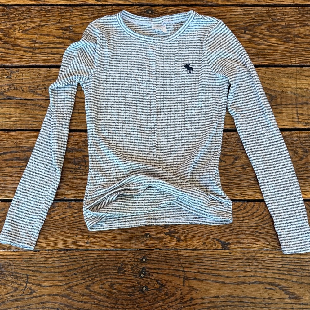 abercrombie kids Long-Sleeve Striped Tee - White & Navy